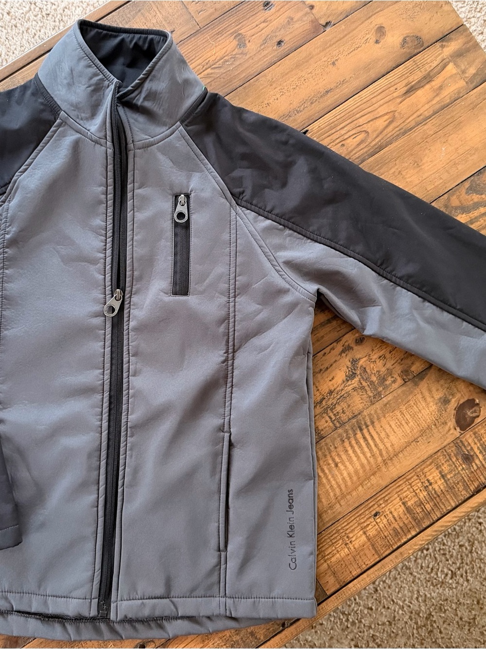 Calvin Klein Jeans Kids Gray and Black Softshell Jacket